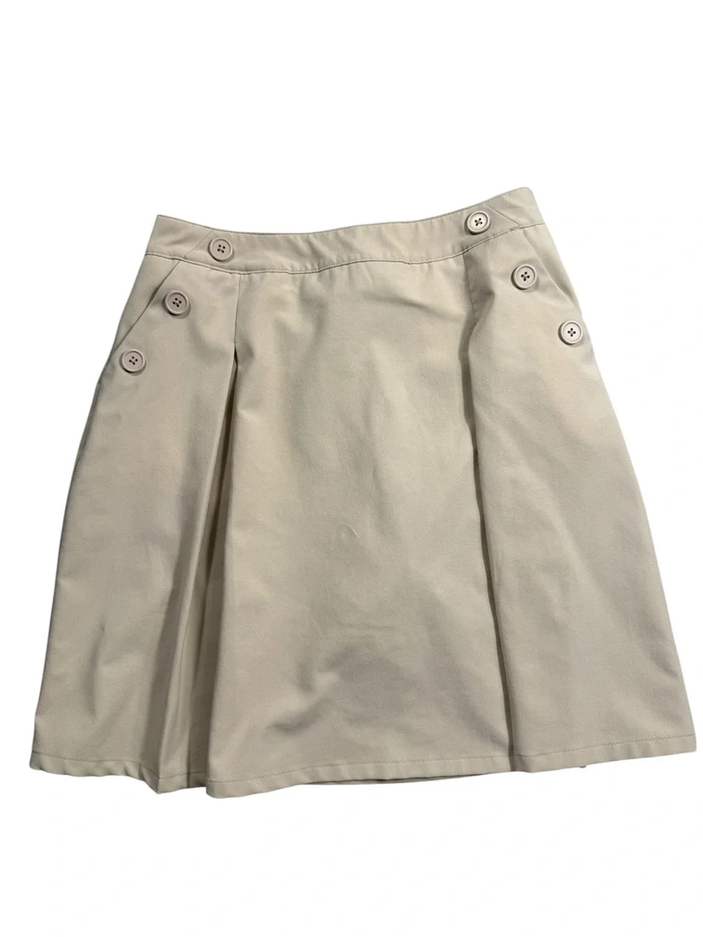 Nautica Size 16 Cream Khaki A-Line Skort Buttons Stretch Back to School Uniform